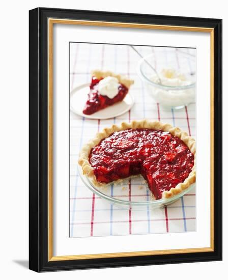 Strawberry Pie in Baking Dish with Slice Removed-Keller and Keller Photography-Framed Photographic Print