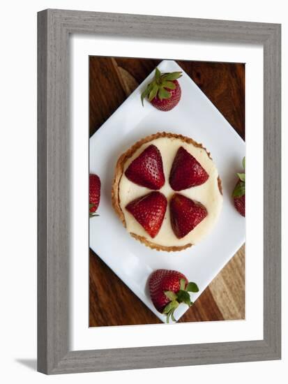 Strawberry Tart With Fresh Strawberries And Custard-Shea Evans-Framed Photographic Print