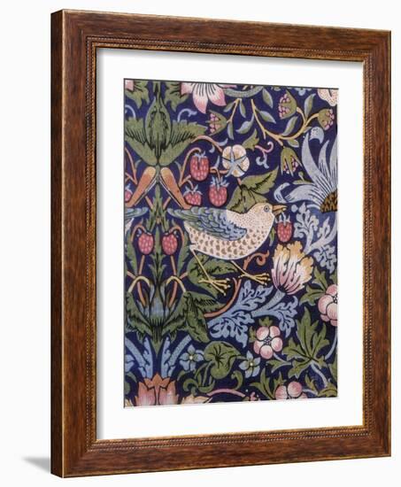 'Strawberry Thief' Curtain, 1883 (Printed Textile)-William Morris-Framed Giclee Print