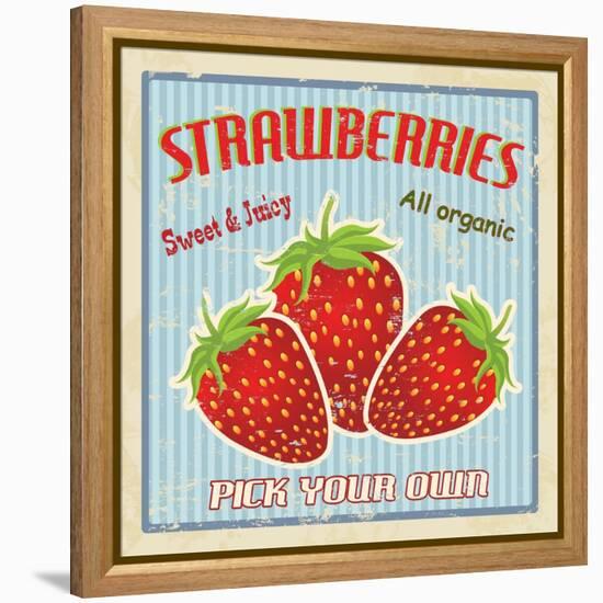 Strawberry Vintage Poster-radubalint-Framed Stretched Canvas