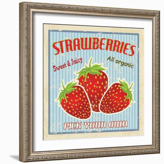 Strawberry Vintage Poster-radubalint-Framed Premium Giclee Print