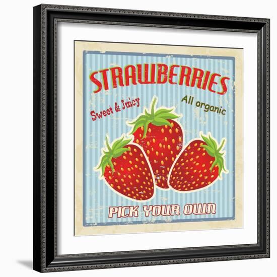 Strawberry Vintage Poster-radubalint-Framed Premium Giclee Print