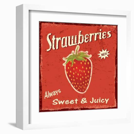 Strawberry Vintage Poster-radubalint-Framed Art Print