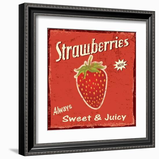 Strawberry Vintage Poster-radubalint-Framed Art Print