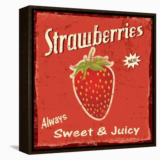 Strawberry Vintage Poster-radubalint-Framed Stretched Canvas