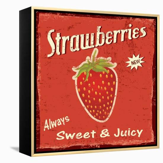 Strawberry Vintage Poster-radubalint-Framed Stretched Canvas