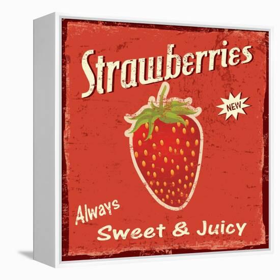 Strawberry Vintage Poster-radubalint-Framed Stretched Canvas