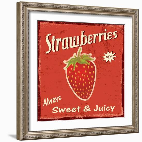 Strawberry Vintage Poster-radubalint-Framed Art Print