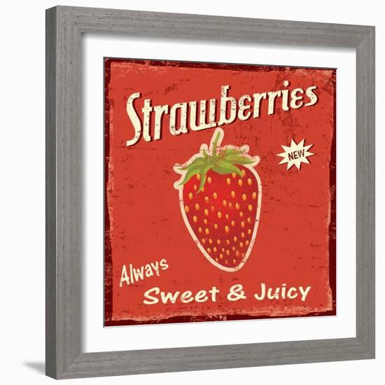 Strawberry Vintage Poster-radubalint-Framed Art Print