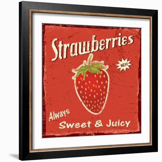 Strawberry Vintage Poster-radubalint-Framed Art Print