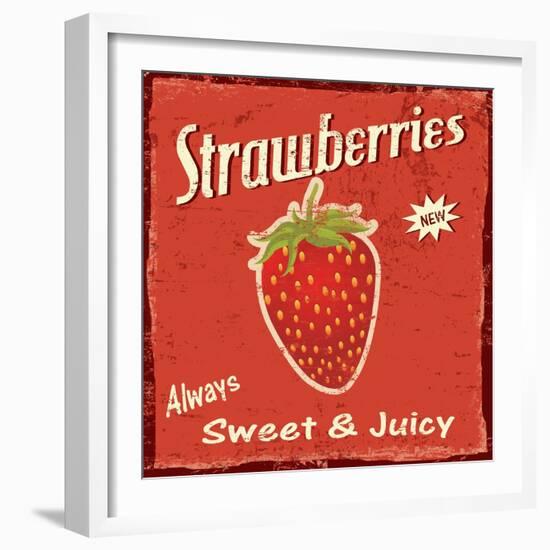 Strawberry Vintage Poster-radubalint-Framed Art Print