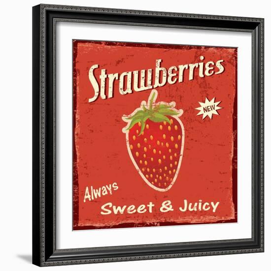 Strawberry Vintage Poster-radubalint-Framed Art Print