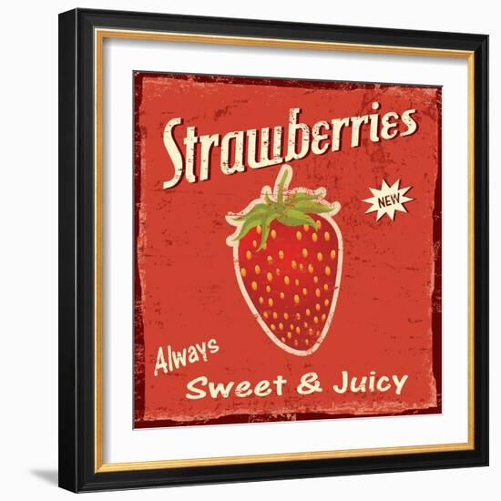 Strawberry Vintage Poster-radubalint-Framed Art Print