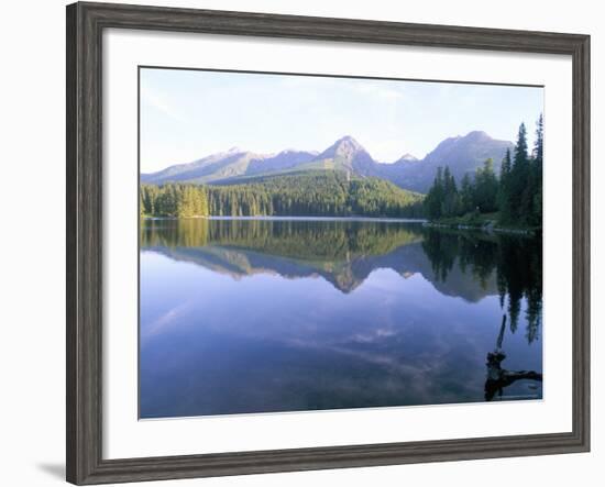 Strbske Pleso (Lake) and Peaks of Vysoke Tatry Mountains at Sunrise, Vysoke Tatry, Slovakia-Richard Nebesky-Framed Photographic Print