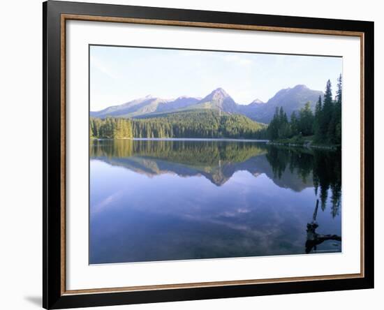 Strbske Pleso (Lake) and Peaks of Vysoke Tatry Mountains at Sunrise, Vysoke Tatry, Slovakia-Richard Nebesky-Framed Photographic Print