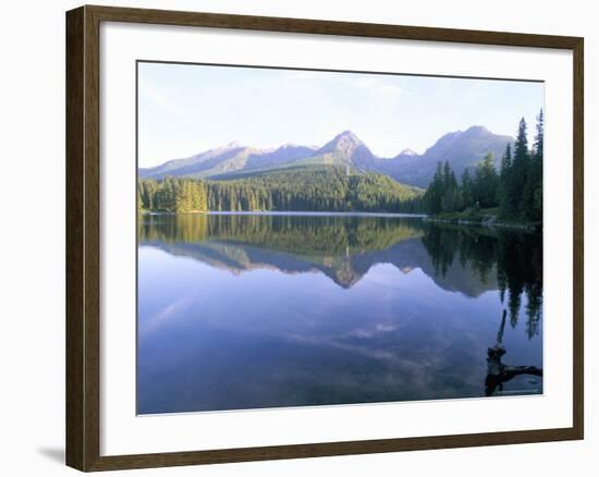 Strbske Pleso (Lake) and Peaks of Vysoke Tatry Mountains at Sunrise, Vysoke Tatry, Slovakia-Richard Nebesky-Framed Photographic Print