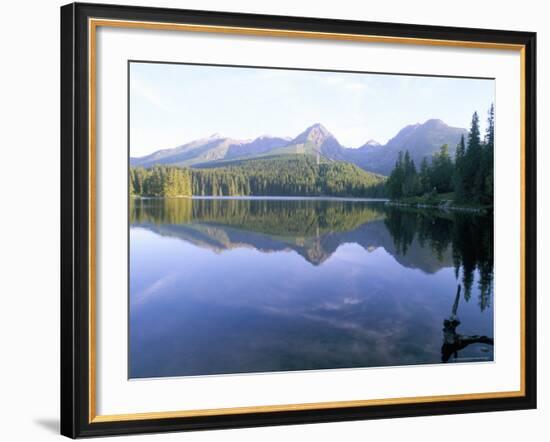 Strbske Pleso (Lake) and Peaks of Vysoke Tatry Mountains at Sunrise, Vysoke Tatry, Slovakia-Richard Nebesky-Framed Photographic Print