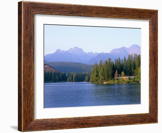 Strbske Pleso (Lake) and Peaks of Vysoke Tatry Mountains at Sunset, Vysoke Tatry, Slovakia-Richard Nebesky-Framed Photographic Print