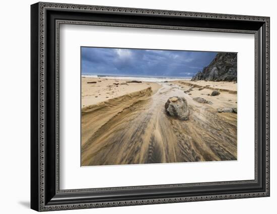 Stream flowing over a rock into the Pacific Ocean at Garrapata Beach, California-Sheila Haddad-Framed Photographic Print