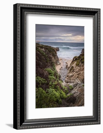 Stream flowing through a canyon into the Pacific Ocean, California-Sheila Haddad-Framed Photographic Print