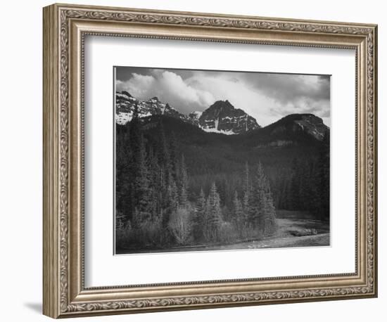 Stream In Fgnd With View Of Trees And Snow On Mts, Wyoming 1933-1942-Ansel Adams-Framed Art Print