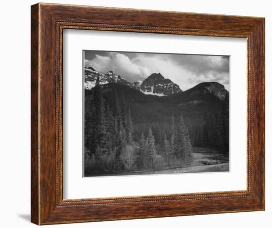 Stream In Fgnd With View Of Trees And Snow On Mts, Wyoming 1933-1942-Ansel Adams-Framed Art Print