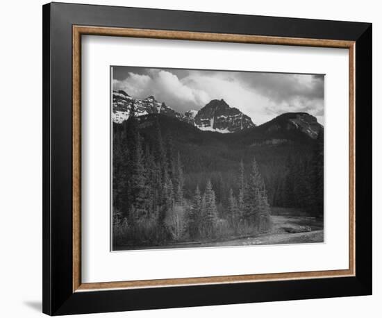 Stream In Fgnd With View Of Trees And Snow On Mts, Wyoming 1933-1942-Ansel Adams-Framed Art Print