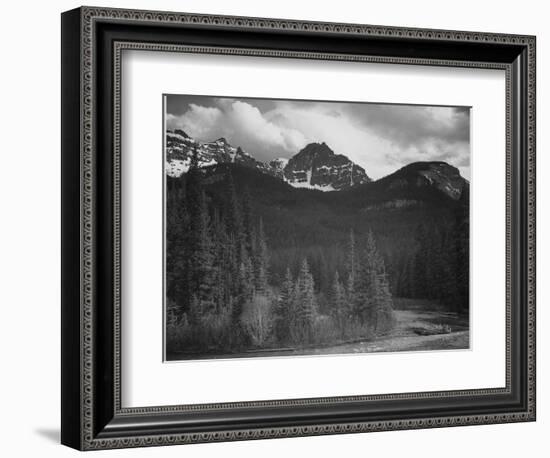 Stream In Fgnd With View Of Trees And Snow On Mts, Wyoming 1933-1942-Ansel Adams-Framed Art Print