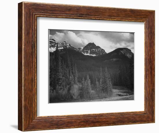 Stream In Fgnd With View Of Trees And Snow On Mts, Wyoming 1933-1942-Ansel Adams-Framed Premium Giclee Print