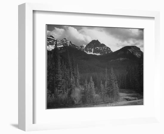 Stream In Fgnd With View Of Trees And Snow On Mts, Wyoming 1933-1942-Ansel Adams-Framed Premium Giclee Print