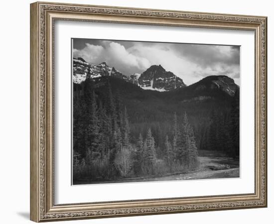 Stream In Fgnd With View Of Trees And Snow On Mts, Wyoming 1933-1942-Ansel Adams-Framed Art Print