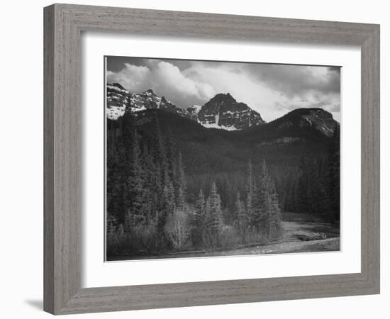 Stream In Fgnd With View Of Trees And Snow On Mts, Wyoming 1933-1942-Ansel Adams-Framed Art Print