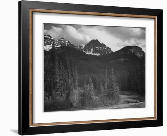 Stream In Fgnd With View Of Trees And Snow On Mts, Wyoming 1933-1942-Ansel Adams-Framed Art Print