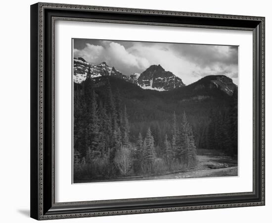 Stream In Fgnd With View Of Trees And Snow On Mts, Wyoming 1933-1942-Ansel Adams-Framed Art Print