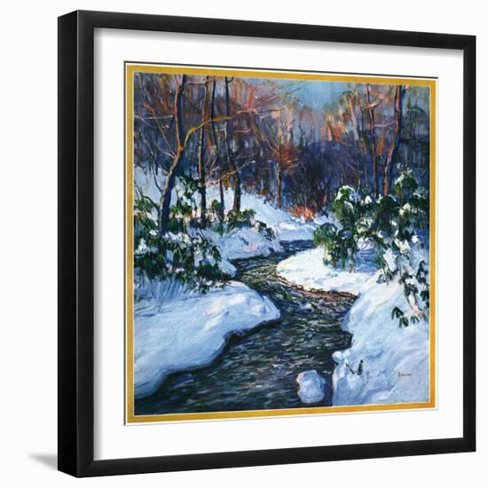 "Stream in Snowy Woods,"January 1, 1933-Walter Baum-Framed Giclee Print