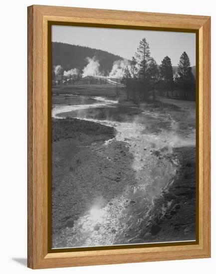 Stream Winding Back Toward Geyser "Central Geyser Basin Yellowstone NP" Wyoming 1933-1942-Ansel Adams-Framed Stretched Canvas