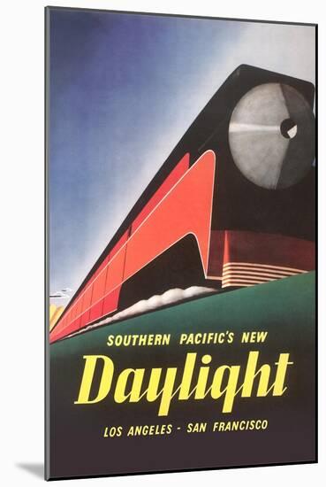 Streamlined Daylight Train-null-Mounted Art Print