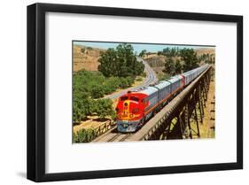 Streamlined Train on Trestle-null-Framed Art Print