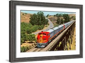 Streamlined Train on Trestle-null-Framed Art Print