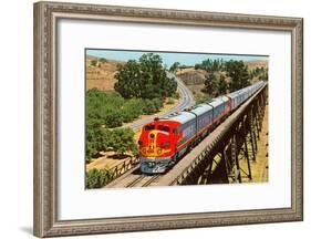 Streamlined Train on Trestle-null-Framed Art Print