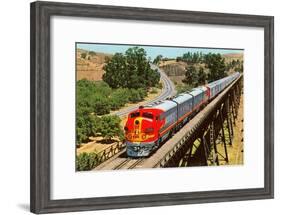 Streamlined Train on Trestle-null-Framed Art Print