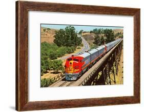 Streamlined Train on Trestle-null-Framed Art Print
