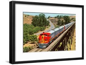 Streamlined Train on Trestle-null-Framed Art Print