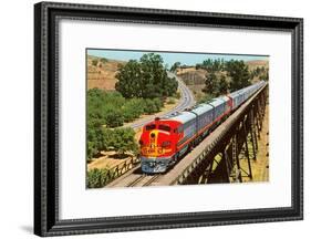 Streamlined Train on Trestle-null-Framed Art Print