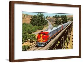 Streamlined Train on Trestle-null-Framed Art Print