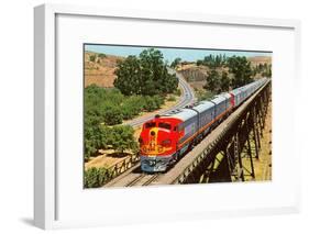 Streamlined Train on Trestle-null-Framed Art Print