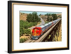 Streamlined Train on Trestle-null-Framed Art Print