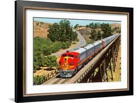 Streamlined Train on Trestle-null-Framed Art Print