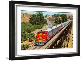 Streamlined Train on Trestle-null-Framed Art Print