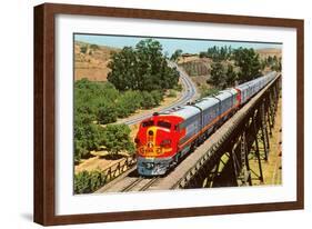Streamlined Train on Trestle-null-Framed Art Print